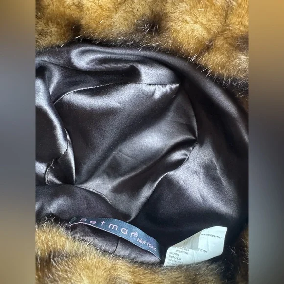 Betmar New York Faux Fur Hat Brown satin lining winter bucket style apres ski - Picture 2 of 7